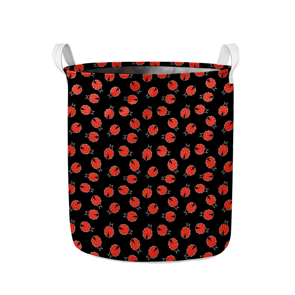 Cute Ladybird Pattern Print Collapsible Laundry Basket
