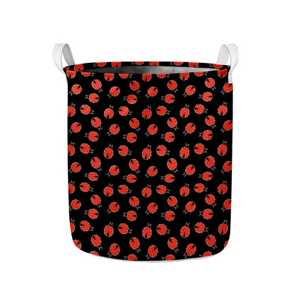 Cute Ladybird Pattern Print Collapsible Laundry Basket