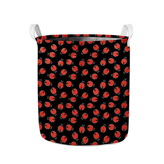 Cute Ladybird Pattern Print Collapsible Laundry Basket