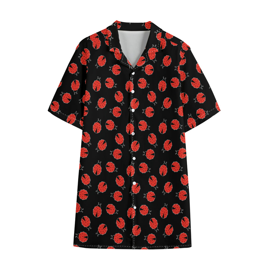 Cute Ladybird Pattern Print Cotton Hawaiian Shirt