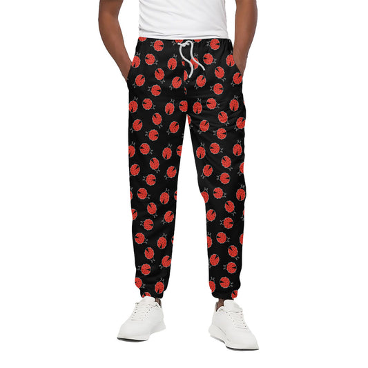 Cute Ladybird Pattern Print Cotton Pants