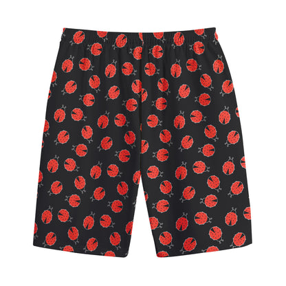Cute Ladybird Pattern Print Cotton Shorts