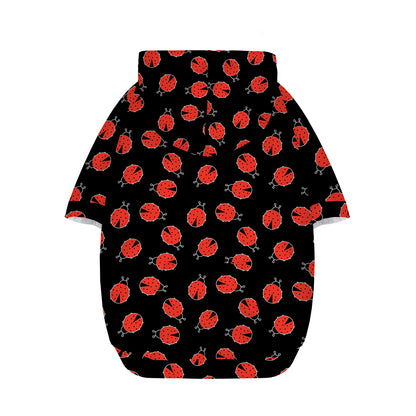 Cute Ladybird Pattern Print Dog Zip Up Hoodie