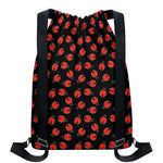 Cute Ladybird Pattern Print Drawstring Backpack