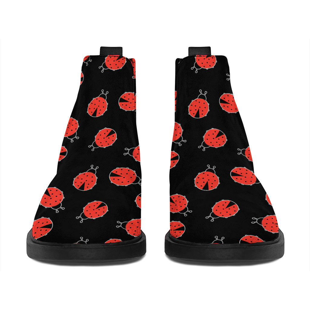 Cute Ladybird Pattern Print Flat Ankle Boots