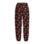 Cute Ladybird Pattern Print Fleece Lined Knit Pants