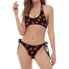 Cute Ladybird Pattern Print Halter Scoop Tie Side Bikini