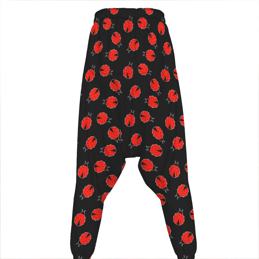 Cute Ladybird Pattern Print Hammer Pants