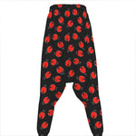Cute Ladybird Pattern Print Hammer Pants