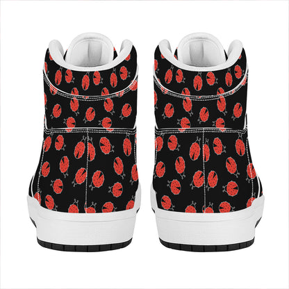 Cute Ladybird Pattern Print High Top Leather Sneakers