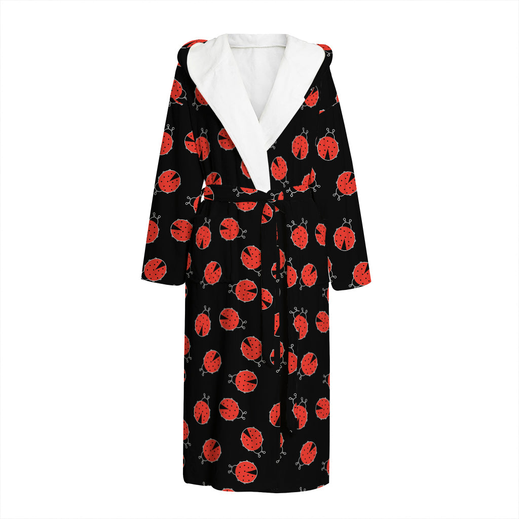 Cute Ladybird Pattern Print Hooded Bathrobe