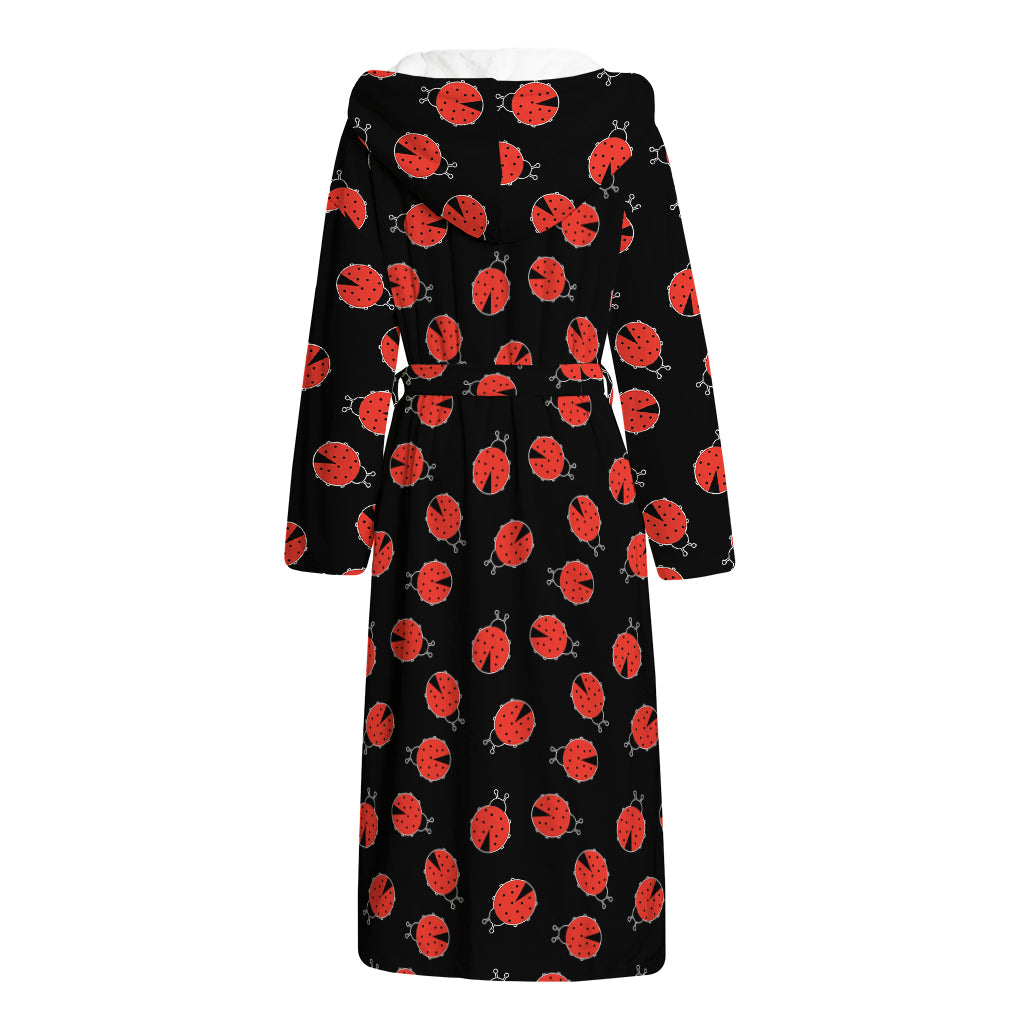 Cute Ladybird Pattern Print Hooded Bathrobe