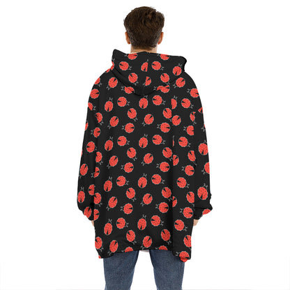 Cute Ladybird Pattern Print Hoodie Blanket