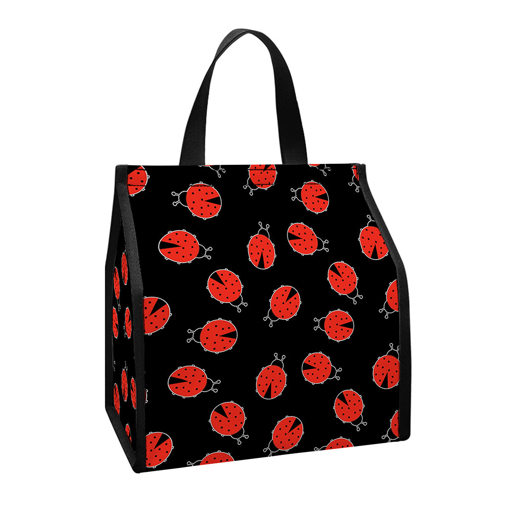 Cute Ladybird Pattern Print Insulated Lunch Tote