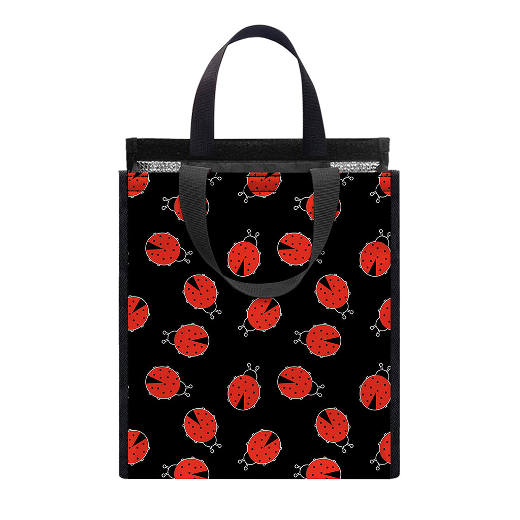 Cute Ladybird Pattern Print Insulated Lunch Tote