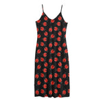 Cute Ladybird Pattern Print Jersey Midi Cami Dress