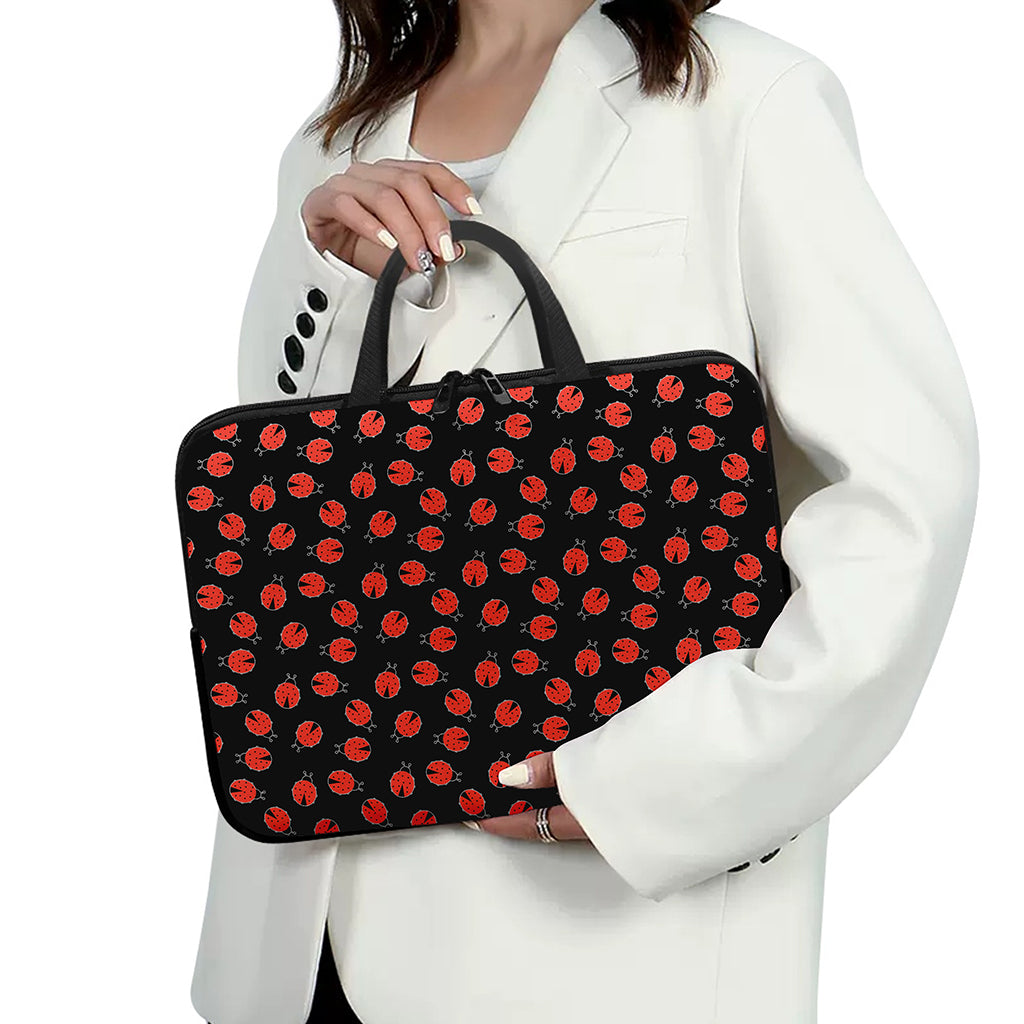 Cute Ladybird Pattern Print Laptop Sleeve With Handle
