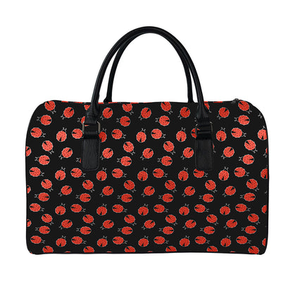 Cute Ladybird Pattern Print Leather Duffle Bag