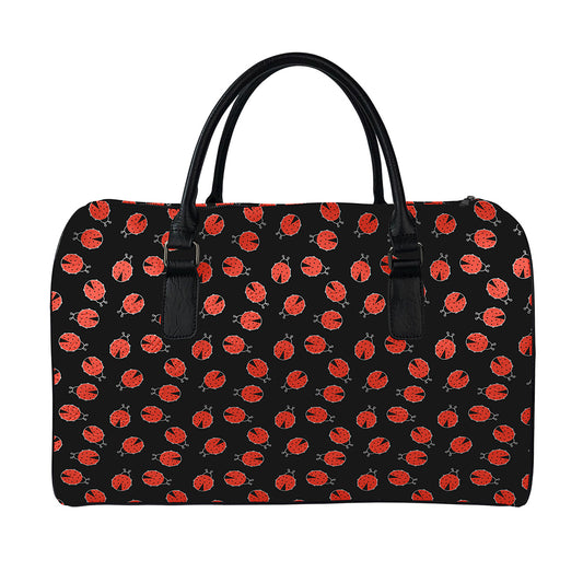 Cute Ladybird Pattern Print Leather Duffle Bag
