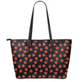 Cute Ladybird Pattern Print Leather Tote Bag With Zipper