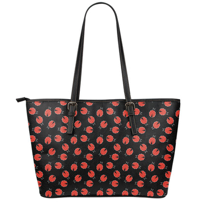 Cute Ladybird Pattern Print Leather Tote Bag