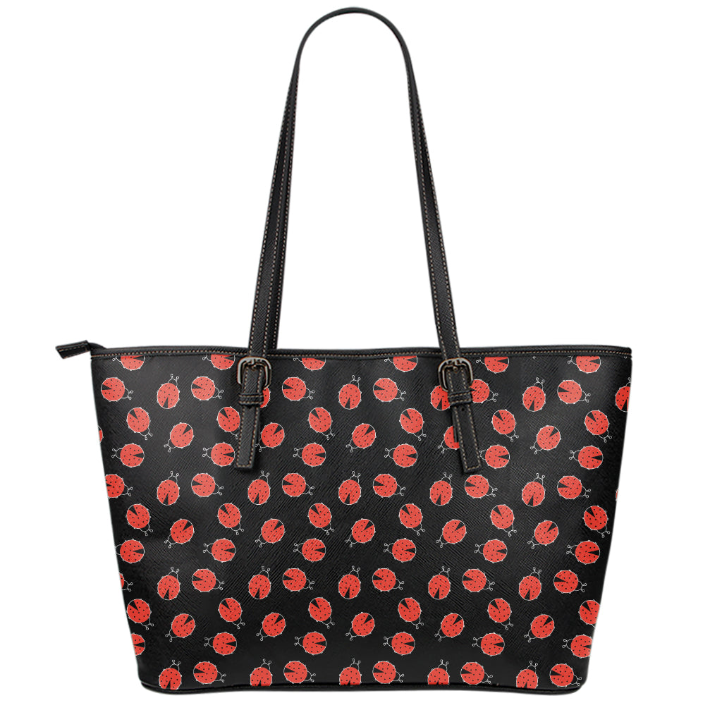 Cute Ladybird Pattern Print Leather Tote Bag