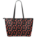 Cute Ladybird Pattern Print Leather Tote Bag