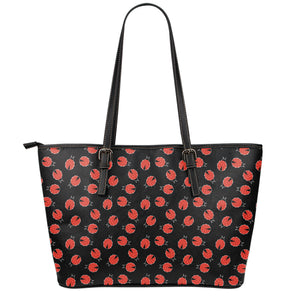 Cute Ladybird Pattern Print Leather Tote Bag