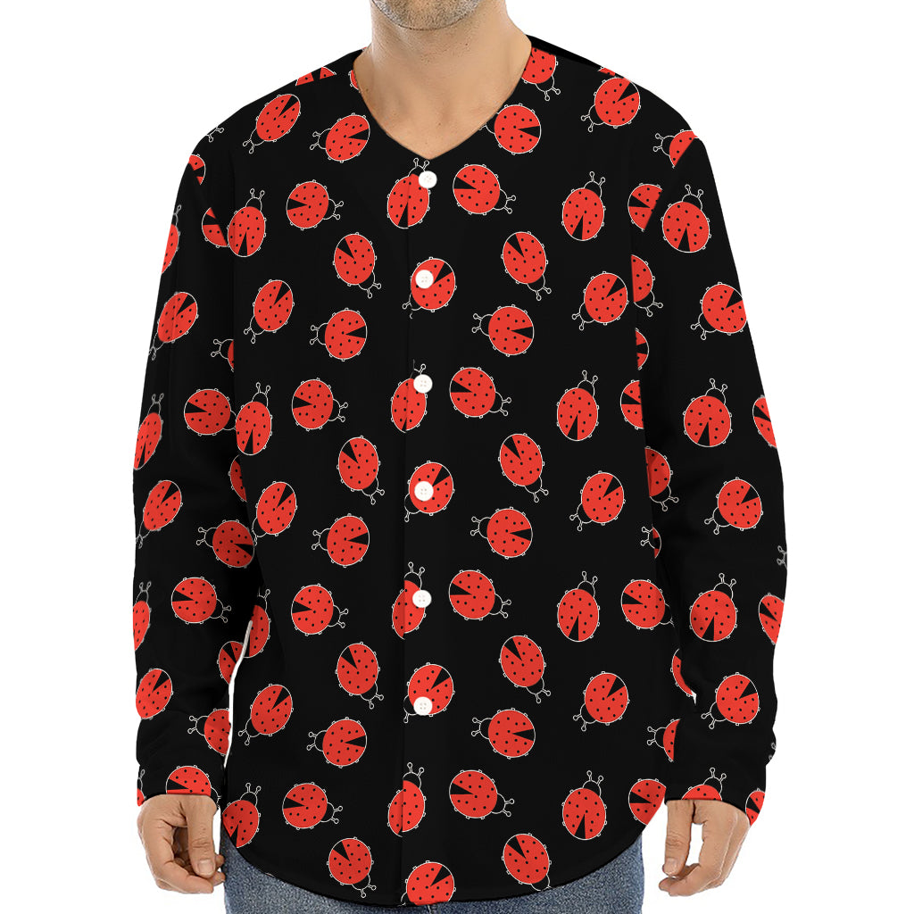 Cute Ladybird Pattern Print Long Sleeve Baseball Jersey