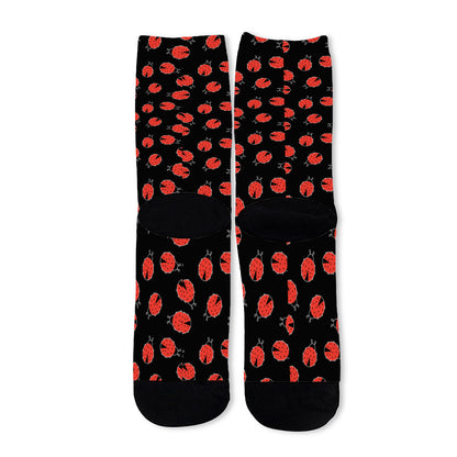 Cute Ladybird Pattern Print Long Socks