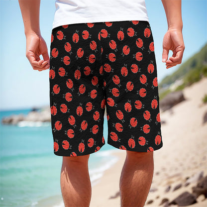 Cute Ladybird Pattern Print Men's Cargo Shorts