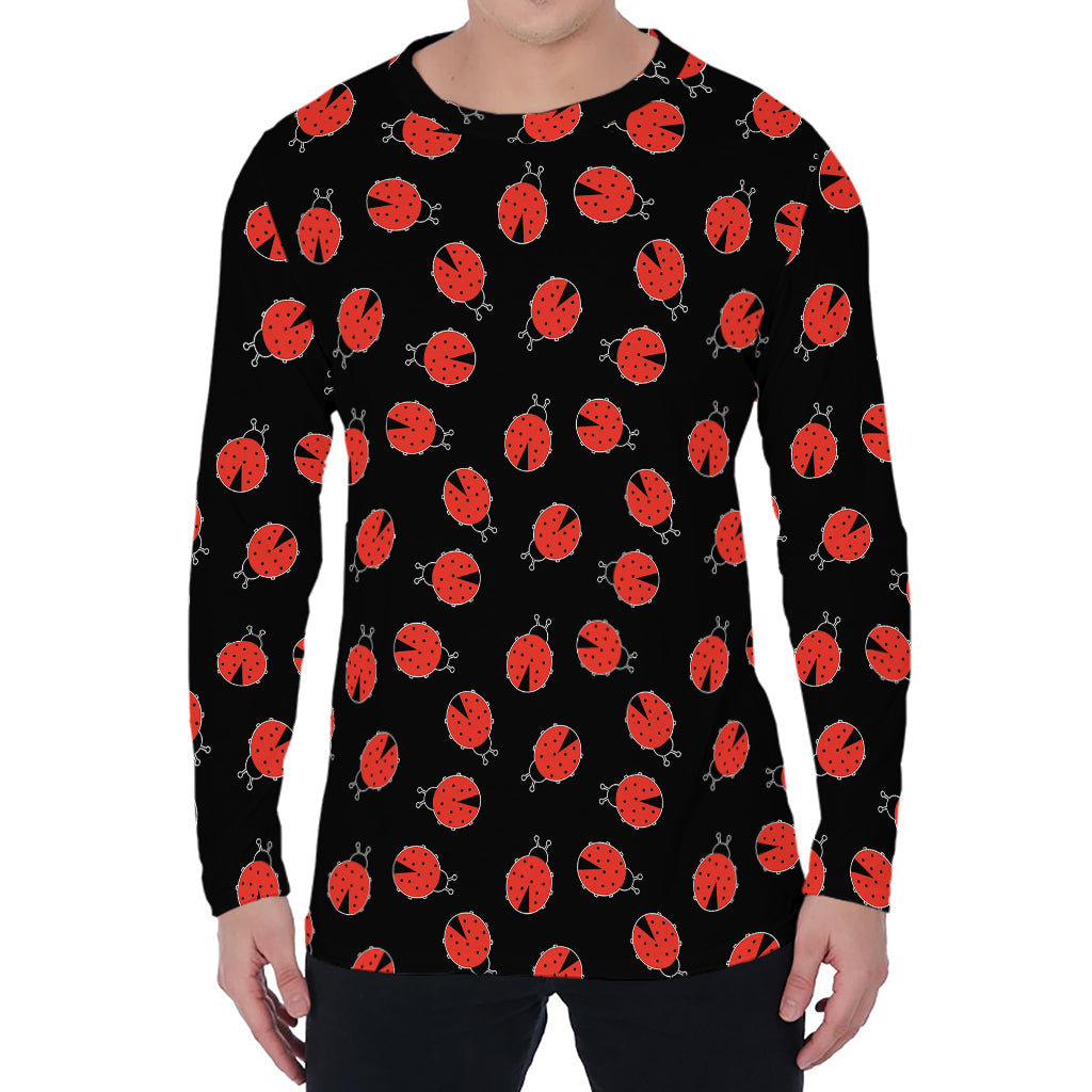 Cute Ladybird Pattern Print Men's Long Sleeve T-Shirt