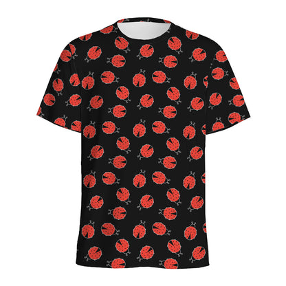 Cute Ladybird Pattern Print Men's Sports T-Shirt