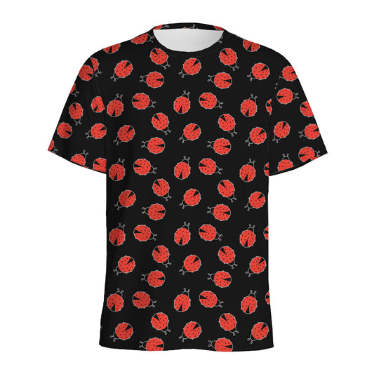 Cute Ladybird Pattern Print Men's Sports T-Shirt