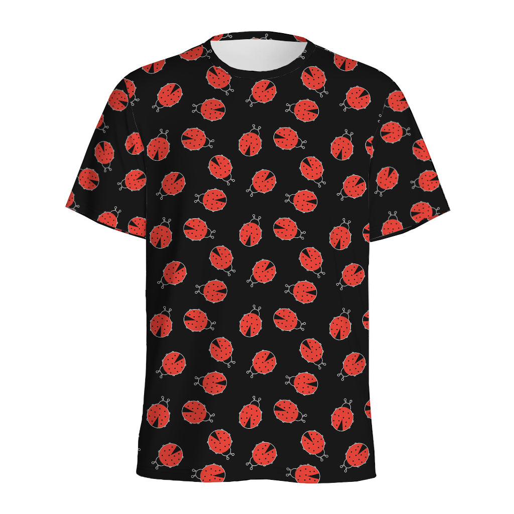 Cute Ladybird Pattern Print Men's Sports T-Shirt