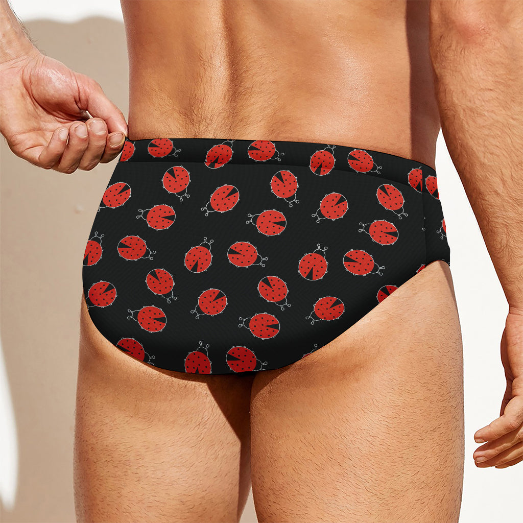 Cute Ladybird Pattern Print Men's Swim Briefs