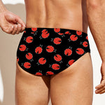 Cute Ladybird Pattern Print Men's Swim Briefs