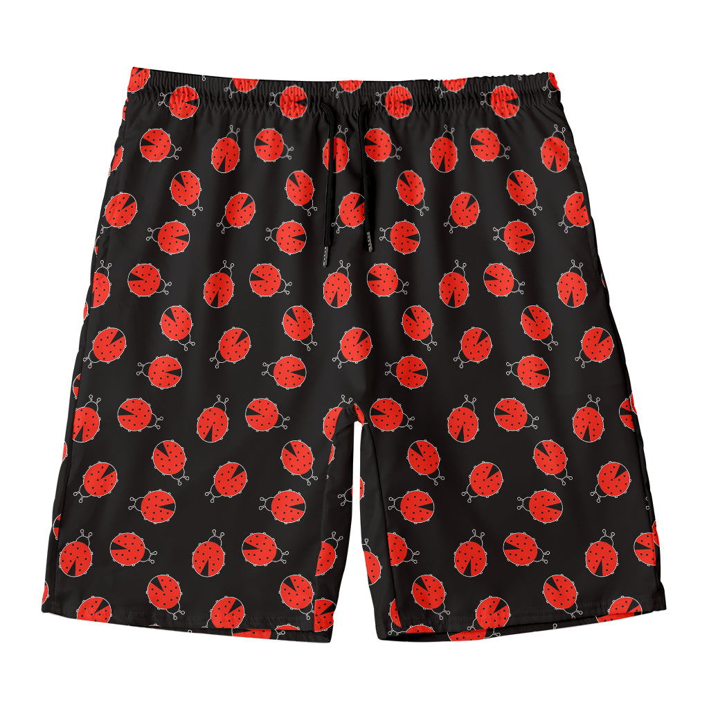 Cute Ladybird Pattern Print Men's Swim Trunks