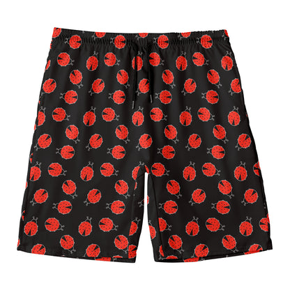 Cute Ladybird Pattern Print Men's Swim Trunks