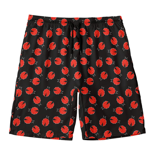 Cute Ladybird Pattern Print Men's Swim Trunks