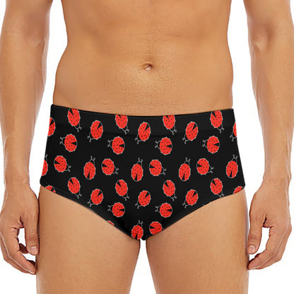 Cute Ladybird Pattern Print Men's Triangle Swim Briefs