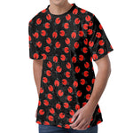 Cute Ladybird Pattern Print Men's Velvet T-Shirt