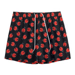 Cute Ladybird Pattern Print Mesh Shorts