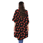 Cute Ladybird Pattern Print Open Front Beach Cover Up