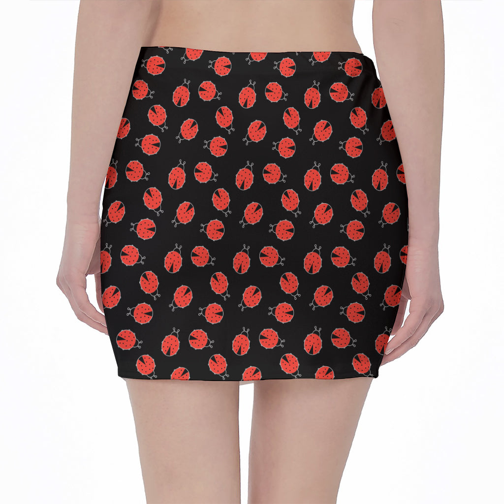Cute Ladybird Pattern Print Pencil Mini Skirt