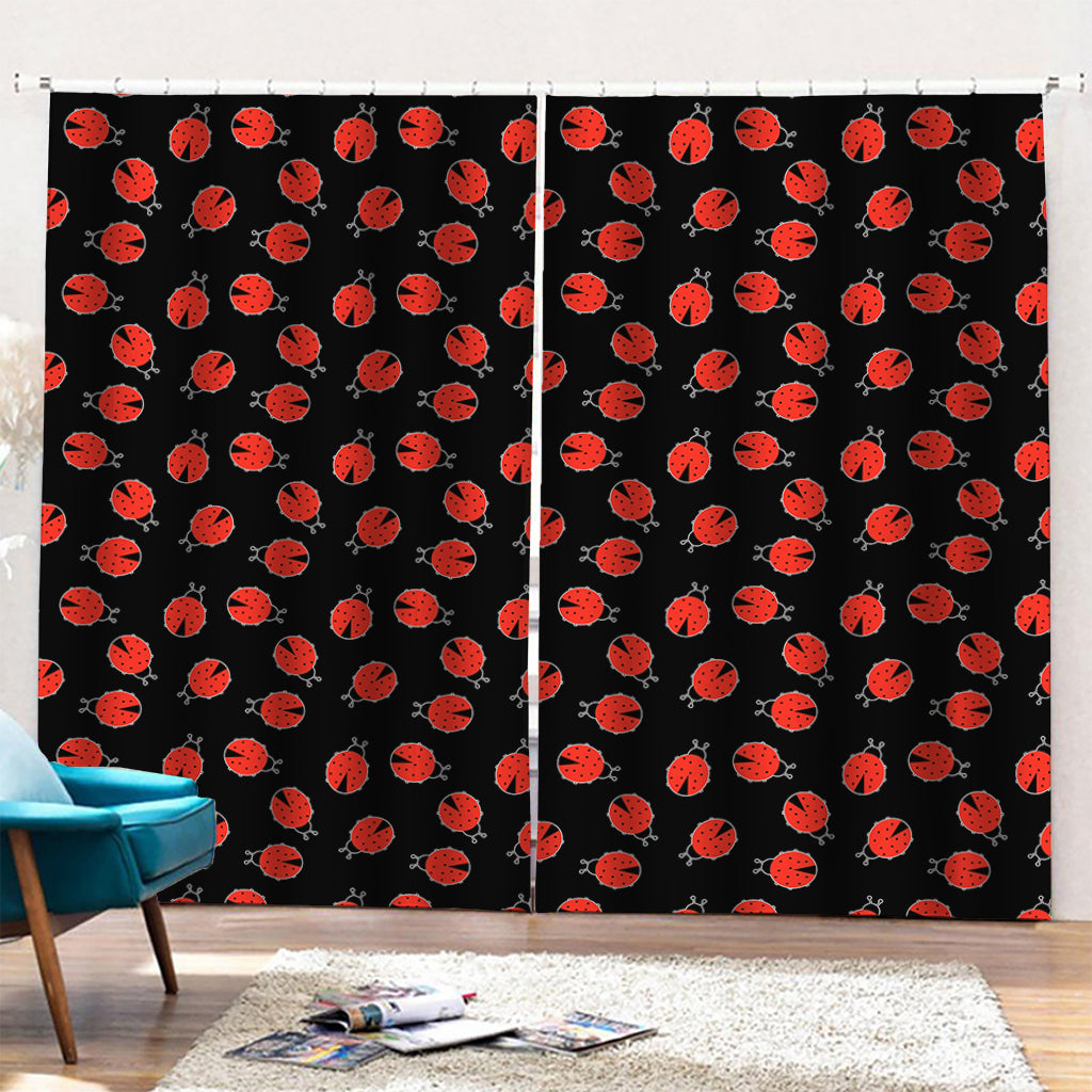 Cute Ladybird Pattern Print Pencil Pleat Curtains