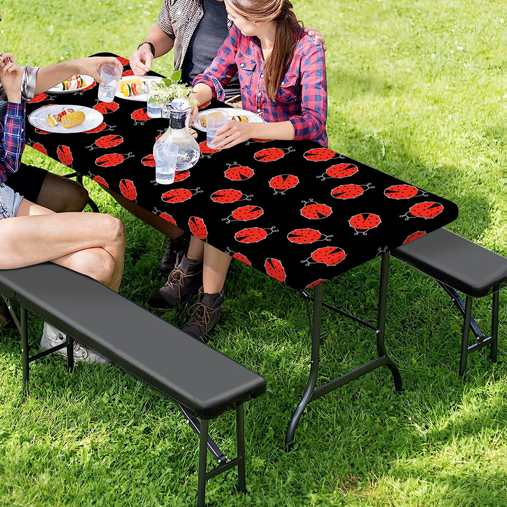Cute Ladybird Pattern Print Picnic Table Cover