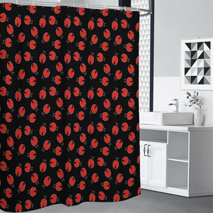 Cute Ladybird Pattern Print Premium Shower Curtain