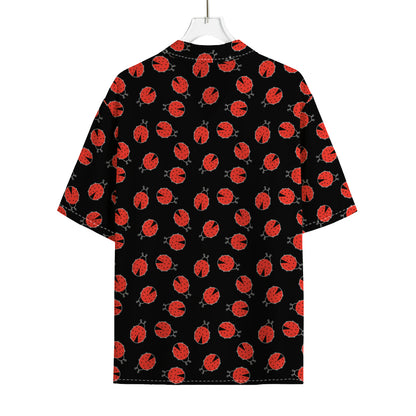 Cute Ladybird Pattern Print Rayon Hawaiian Shirt