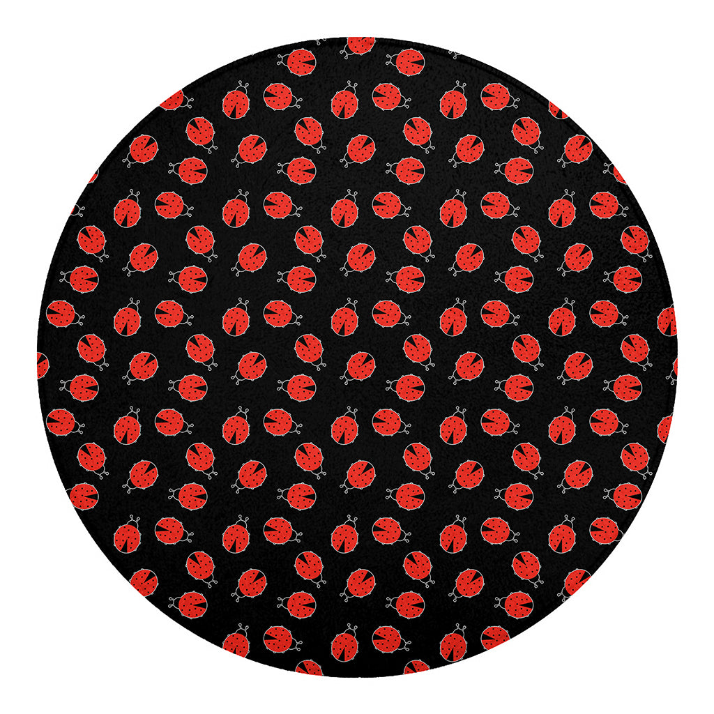 Cute Ladybird Pattern Print Round Blanket